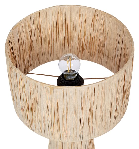 Stolná lampa prírodná rafia tienidlo z palmových listov svietidlo boho štýl ručná výroba