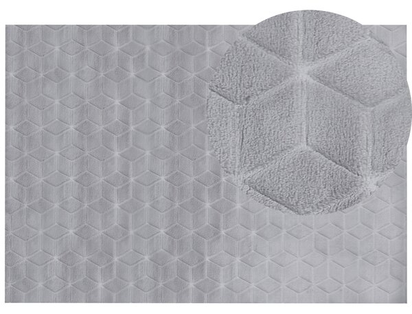 Koberec z umelej zajačej kožušiny sivý 160 x 230 cm umelá polyesterová kožušina mäkký huňatý s vysokým vlasom