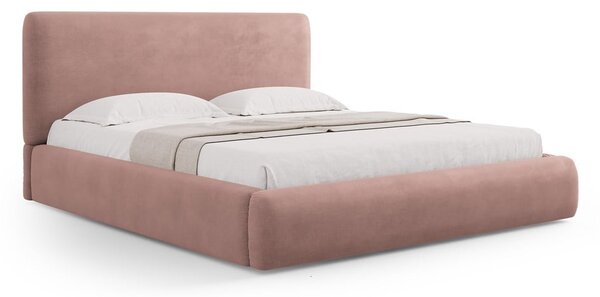 Ružová čalúnená dvojlôžková posteľ s úložným priestorom s roštom 140x200 cm Colonel – Cosmopolitan Design