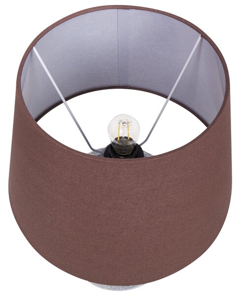 Stolná lampa hnedá a modrá porcelánový podstavec ľanové tienidlo 46 cm moderný štýl obývacia izba spálňa