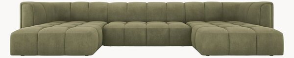 Panoramatická pohovka Francesca Light Green & Black (5-miestna)