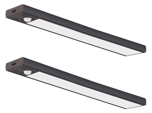 SADA 2x nabíjateľné LED nábytkové osvetlenie so senzorom VIRO LED/1,2W/800 mAh 30cm CCT čierna