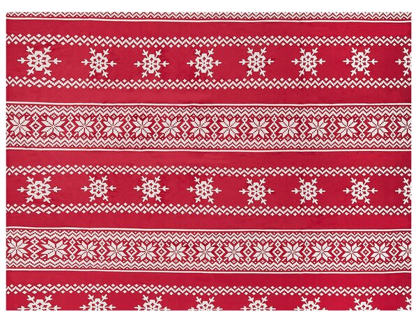 Deka červená biela polyester 150 x 200 cm obdĺžnikový tvar geometrický vzor vianočný moderný tradičný štýl doplnky obývačka spálňa
