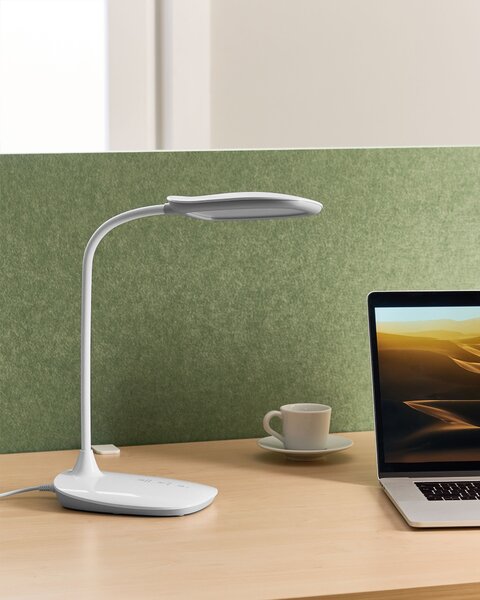 Stolná LED lampa biela syntetický materiál 3 režimy teploty svetla so stmievačom nastaviteľná kancelária