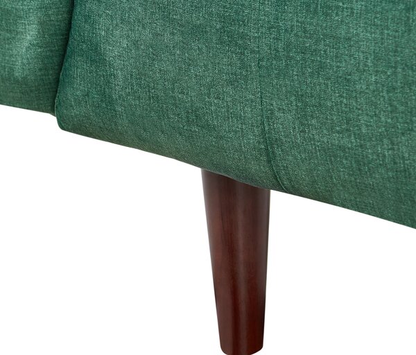Pohovka zelená polyester látkové čalúnenie kaučuk drevené nohy 3-miestna gombíkové prešívanie obývacia izba