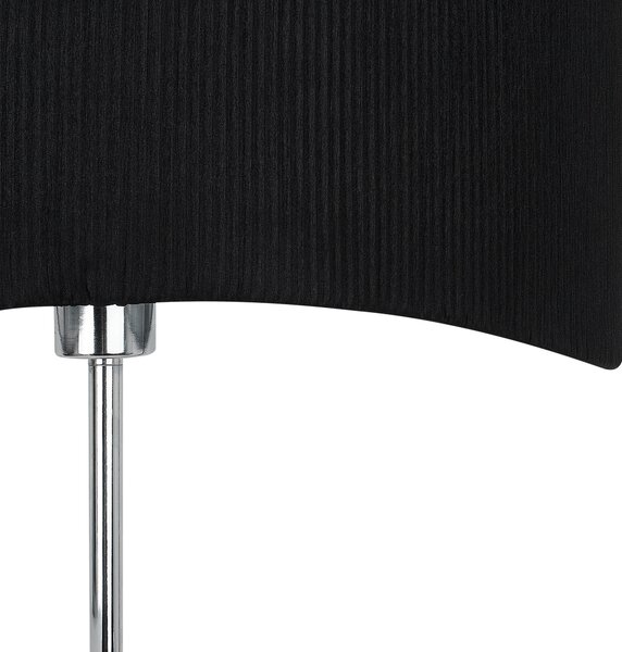Stojaca lampa strieborná kovová čierne tienidlo z umelého hodvábu moderný súčasný štýl