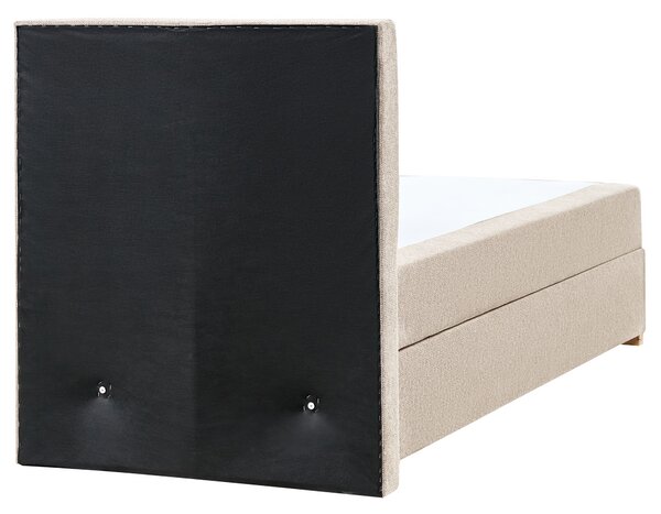 Kontinentálna posteľ s úložným priestorom sivobéžová 90 x 200 cm látkové čalúnenie moderný štýl