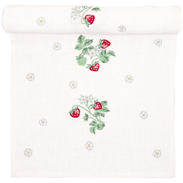 Behúň na stôl s výšivkou Berry White 40 × 140 cm