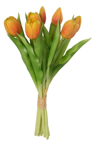 Kytica 7ks oranžových realistických tulipánov - 31cm - J-Line by Jolipa