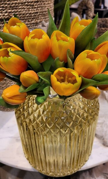 Kytica 7ks oranžových realistických tulipánov - 31cm - J-Line by Jolipa