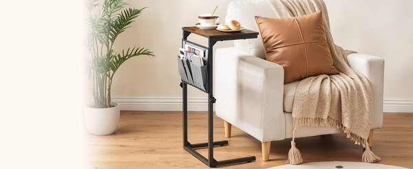 Výškově nastavitelný odkládací stolek Vasagle Asana 38 cm černý/hnědý