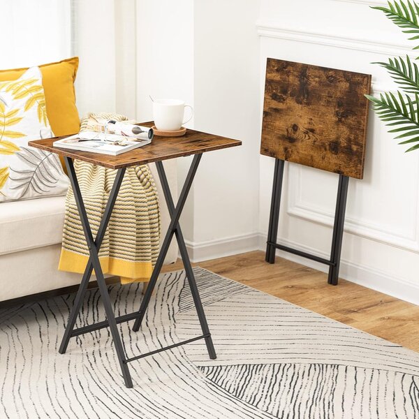 Skládací odkládací stolek Vasagle Cino 48 cm hnědý/černý