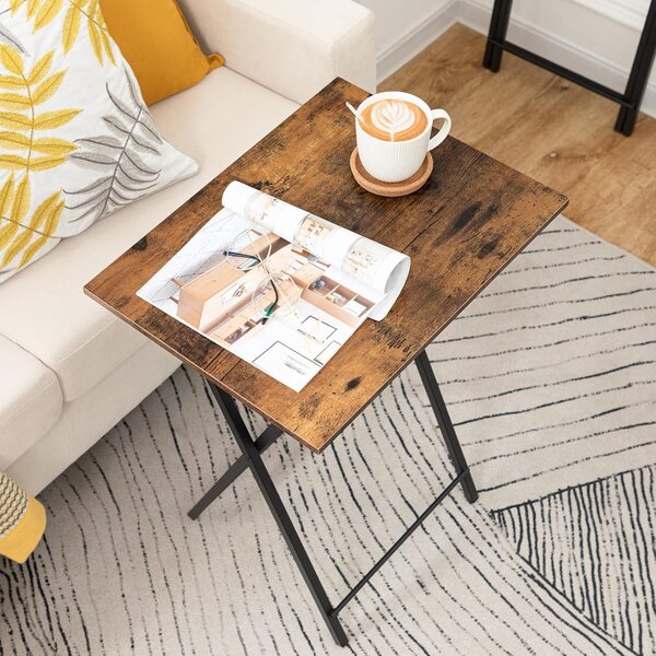 Skládací odkládací stolek Vasagle Cino 48 cm hnědý/černý