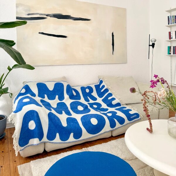 Vlnený pléd Klekks No. 11 Blue (130 × 200 cm)