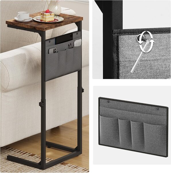 Výškově nastavitelný odkládací stolek Vasagle Asana 38 cm černý/hnědý