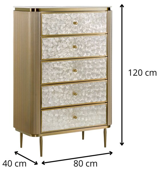 LivinHill Komoda Stilig ST911 80 cm slonovinová/zlatá