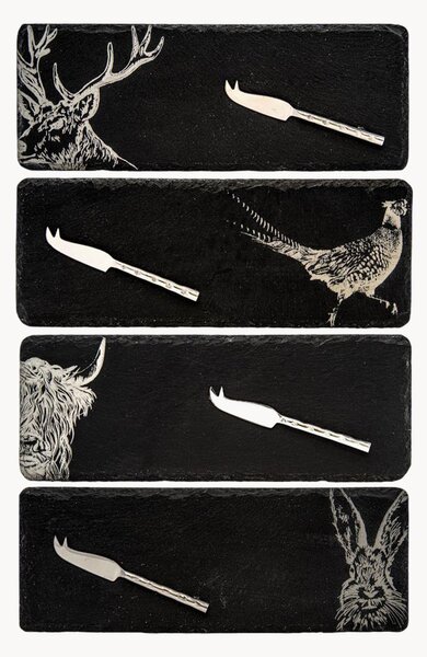 Dosky na krájanie syra's nožmi na syr Country Animals, 4 ks