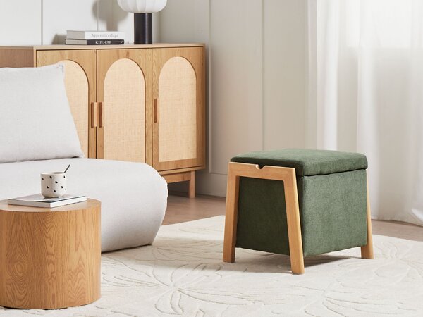 Taburetka s úložným priestorom zelená látkové čalúnenie úložný puf taburet glamour retro štýl obývacia izba spálňa