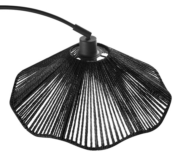 Stojaca lampa čierna papierové tienidlo kovový podstavec ručná výroba boho rustikálny štýl obývacia izba spálňa