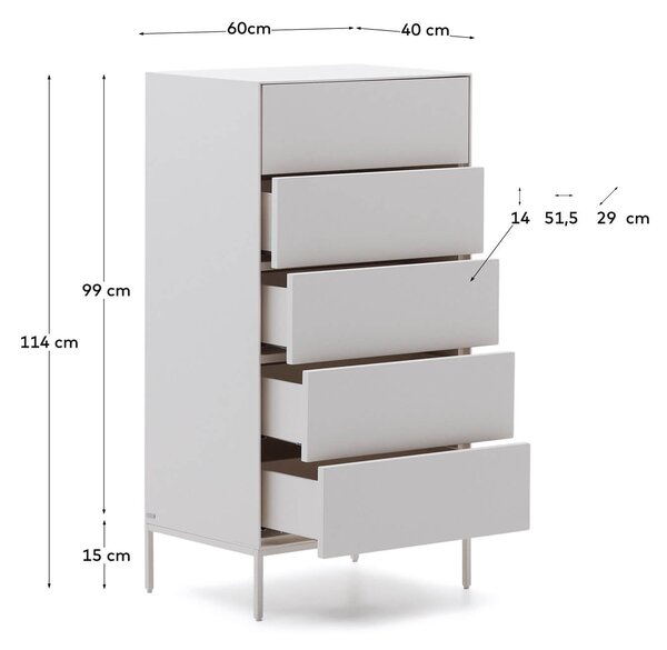 MUZZA Komoda ranad 60 x 114 cm biela