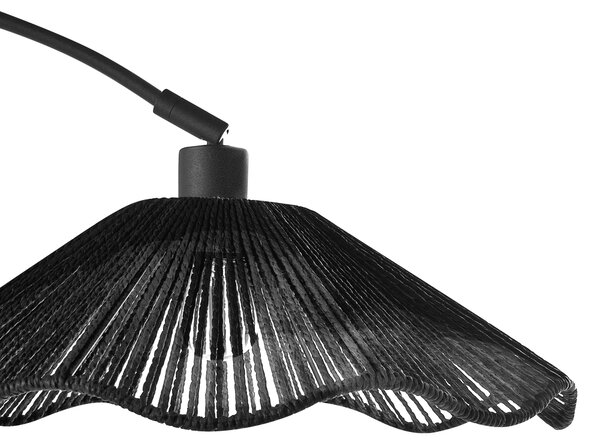 Stojaca lampa čierna papierové tienidlo kovový podstavec ručná výroba boho rustikálny štýl obývacia izba spálňa