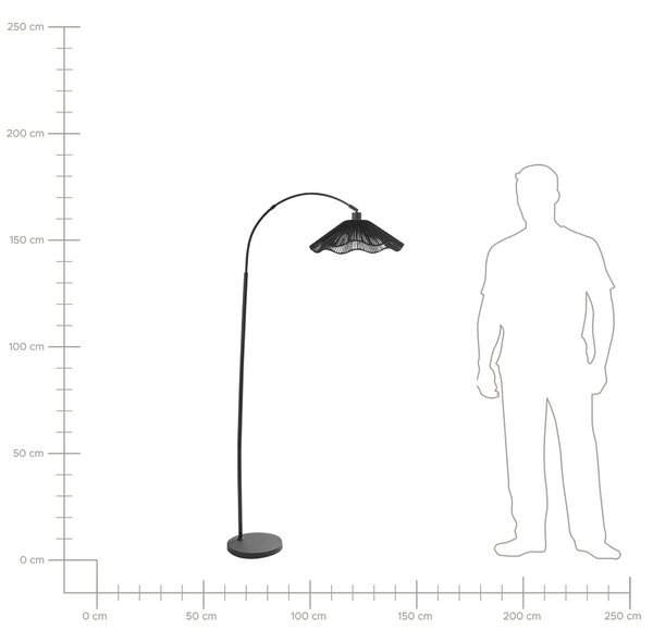 Stojaca lampa čierna papierové tienidlo kovový podstavec ručná výroba boho rustikálny štýl obývacia izba spálňa