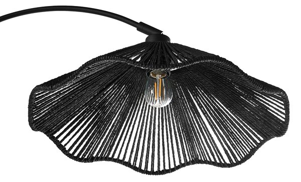 Stojaca lampa čierna papierové tienidlo kovový podstavec ručná výroba boho rustikálny štýl obývacia izba spálňa