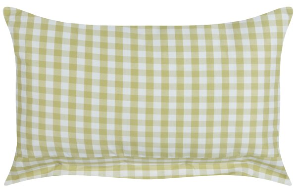 Sada 2 dekoratívnych vankúšov olivovozelený a biely kockovaný vzor 40 x 60 cm gombíky moderný bytový doplnok spálňa obývačka