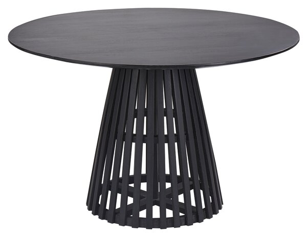 Jedálenský stôl čierne akáciové drevo 120 cm okrúhly pre 4 osoby moderná jedáleň