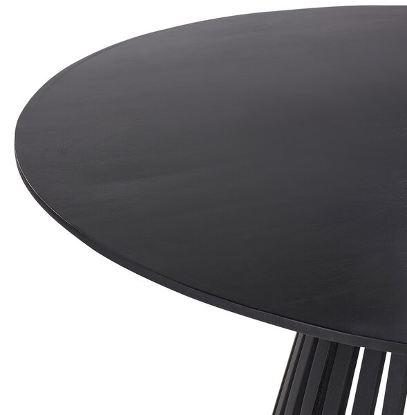 Jedálenský stôl čierne akáciové drevo 120 cm okrúhly pre 4 osoby moderná jedáleň