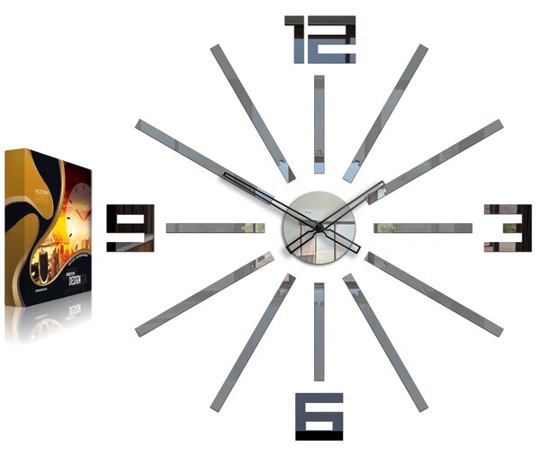 ModernClock 3D nalepovacie hodiny Briliant sivé