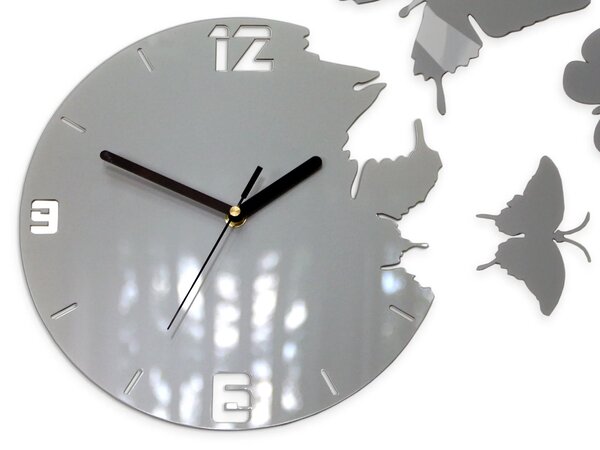 ModernClock 3D nalepovacie hodiny Butterfly sivé