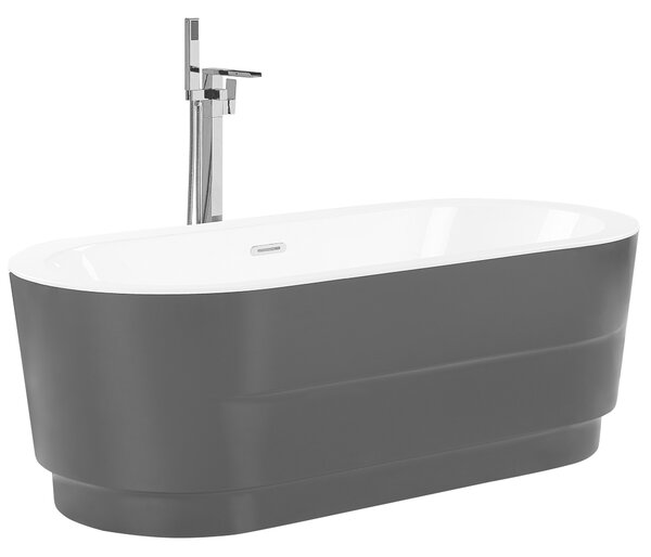 Voľne stojaca vaňa čierna sanitárny akrylát 170 x 80 cm oválna pre jednu osobu moderný miminalistický dizajn