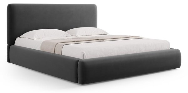 Tmavosivá čalúnená dvojlôžková posteľ s úložným priestorom s roštom 180x200 cm Colonel – Cosmopolitan Design