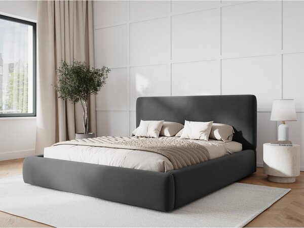 Tmavosivá čalúnená dvojlôžková posteľ s úložným priestorom s roštom 180x200 cm Colonel – Cosmopolitan Design