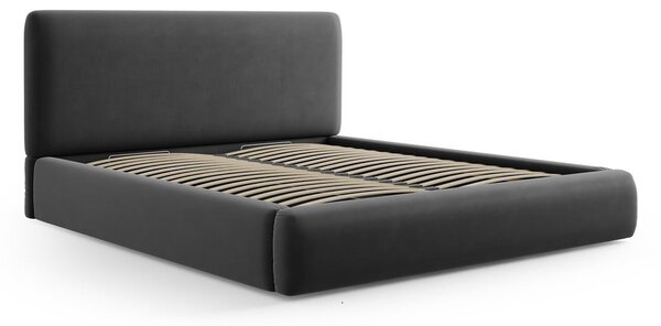 Tmavosivá čalúnená dvojlôžková posteľ s úložným priestorom s roštom 180x200 cm Colonel – Cosmopolitan Design