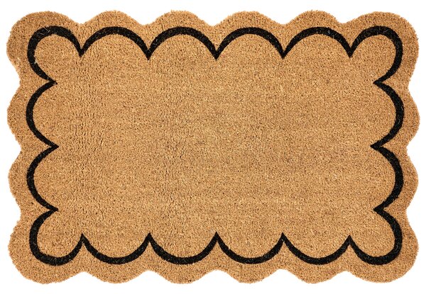Rohožka prírodná prírodné kokosové vlákno 60 x 90 cm PVC povlak protišmyková jednofarebná rohož vlnitý dizajn do interiéru moderná