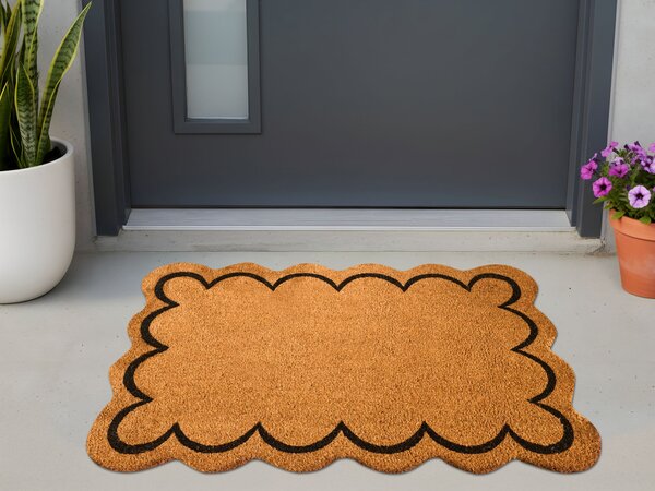 Rohožka prírodná prírodné kokosové vlákno 60 x 90 cm PVC povlak protišmyková jednofarebná rohož vlnitý dizajn do interiéru moderná