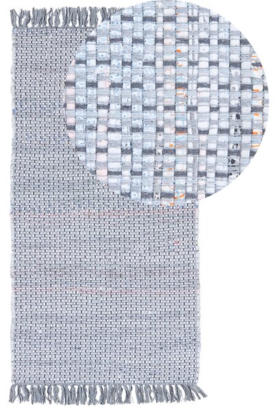 Koberec sivý bavlnený 80 x 150 cm so strapcami obdĺžnikový ručne vyrobený boho eklektický