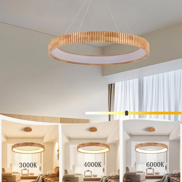 Brilagi - Závesný LED luster na lankách FALCON WOOD MODERN LED/60W/230V pr. 80 cm drevo