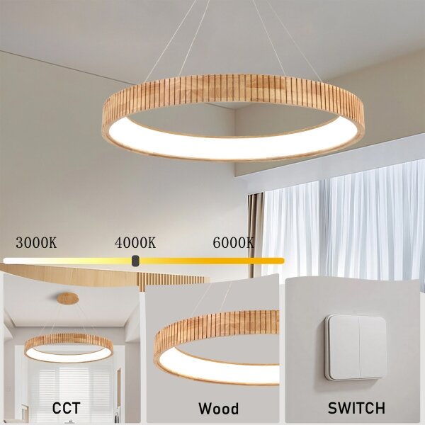 Brilagi - Závesný LED luster na lankách FALCON WOOD MODERN LED/60W/230V pr. 80 cm drevo