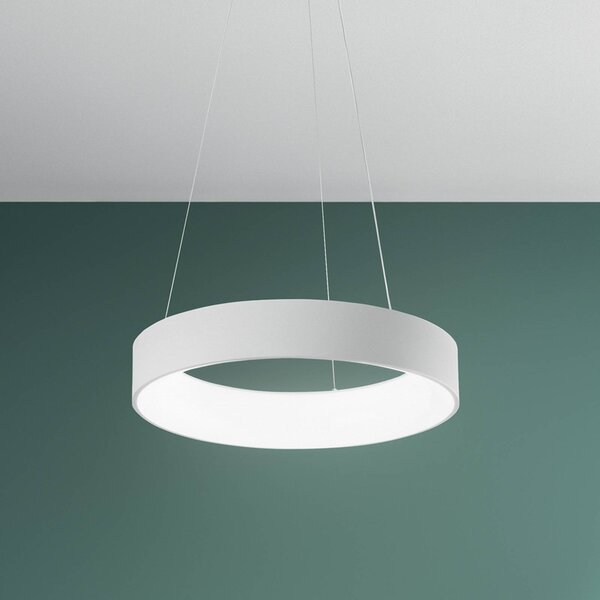 Luce Ambiente Design LED závesné svietidlo Noah, biele, Ø 60 cm, kov,, Biela / opálová, Obývacia izba / jedáleň, Hliník, Moderný, Závesné svietidlo
