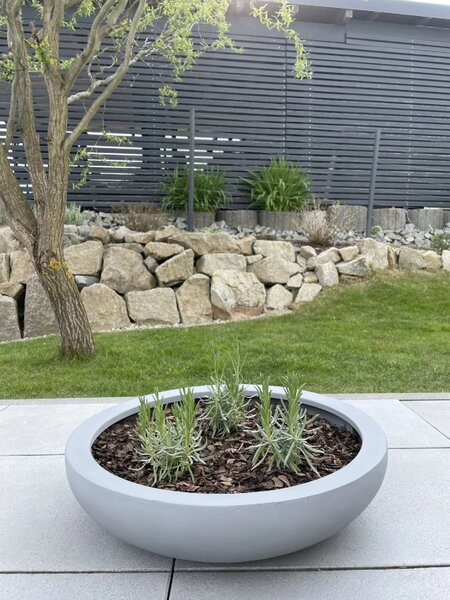 Okrasná miska PLANA, sklolaminát, Ø 54 cm x výška 14 cm, betón design