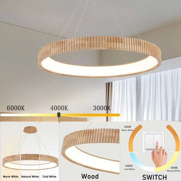 Brilagi - Závesný LED luster na lankách FALCON WOOD MODERN LED/60W/230V pr. 80 cm drevo