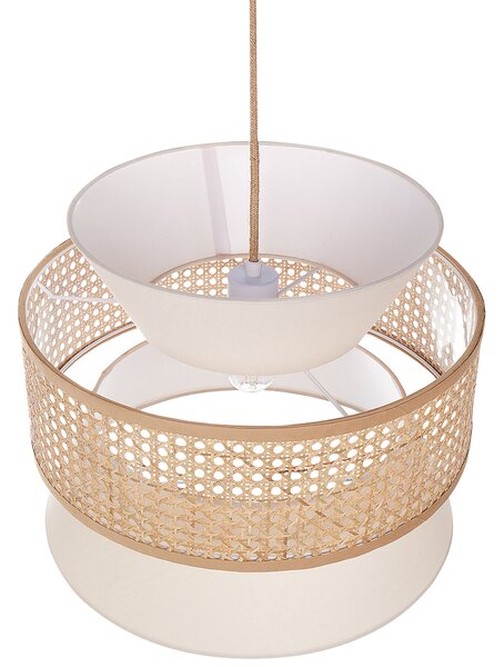 Závesná lampa prírodná béžová ratanové polyesterové tienidlo boho závesné svetlo osvetlenie