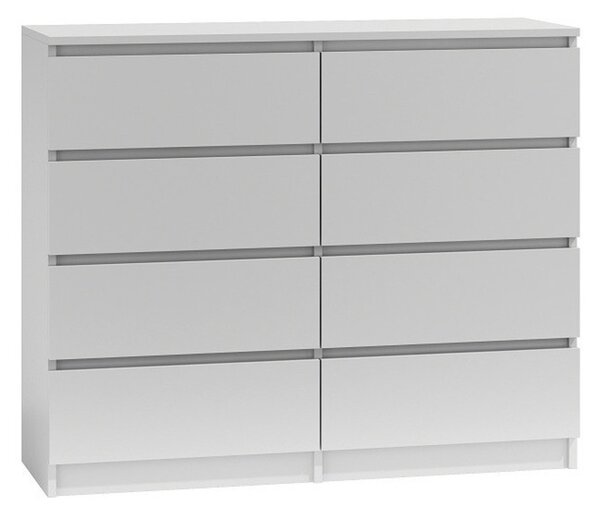 Komoda 8 zásuviek Malva 120 cm Biela