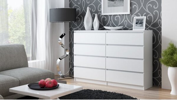 Komoda 8 zásuviek Malva 140 cm Biela