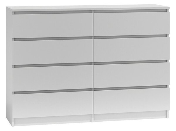 Komoda 8 zásuviek Malva 140 cm Biela