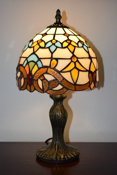 Tiffany stolná lampa Barok 100 - Huizhou Oufu Lighting v.36xš.20, sklo/kov, 40W