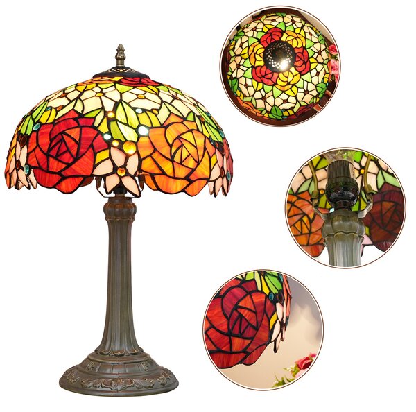 Rose Orange - Red stolná lampa tiffany 220